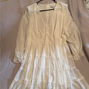 Emma & Michele Cream Long Sleeve Dress
